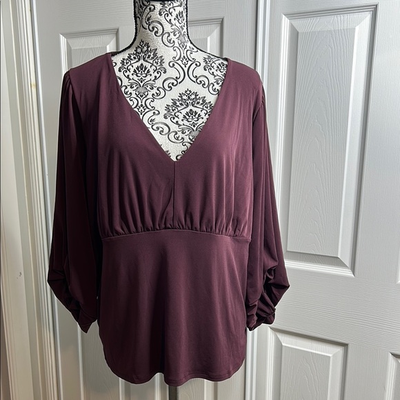 Torrid Deep Burgundy V-Neck Blouse New 2X 18-20 - Picture 1 of 7